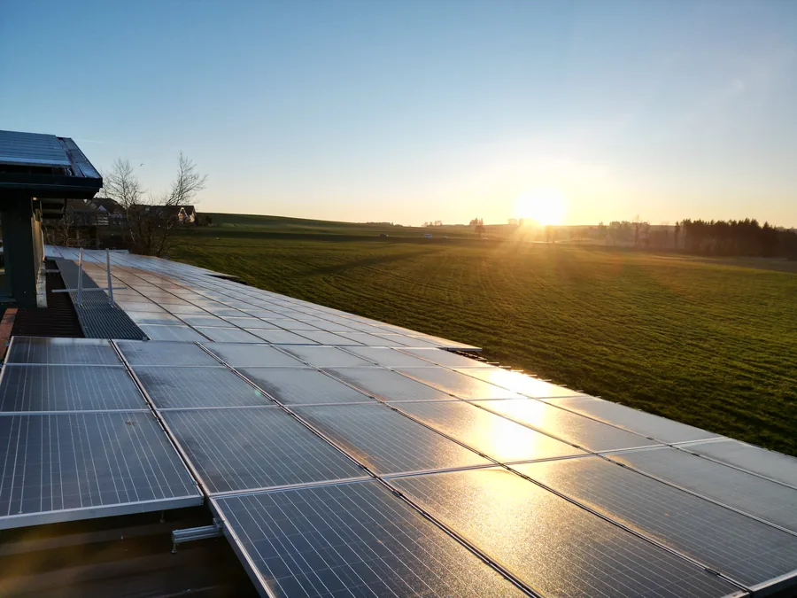 PV modules at the reference site in the morning sun